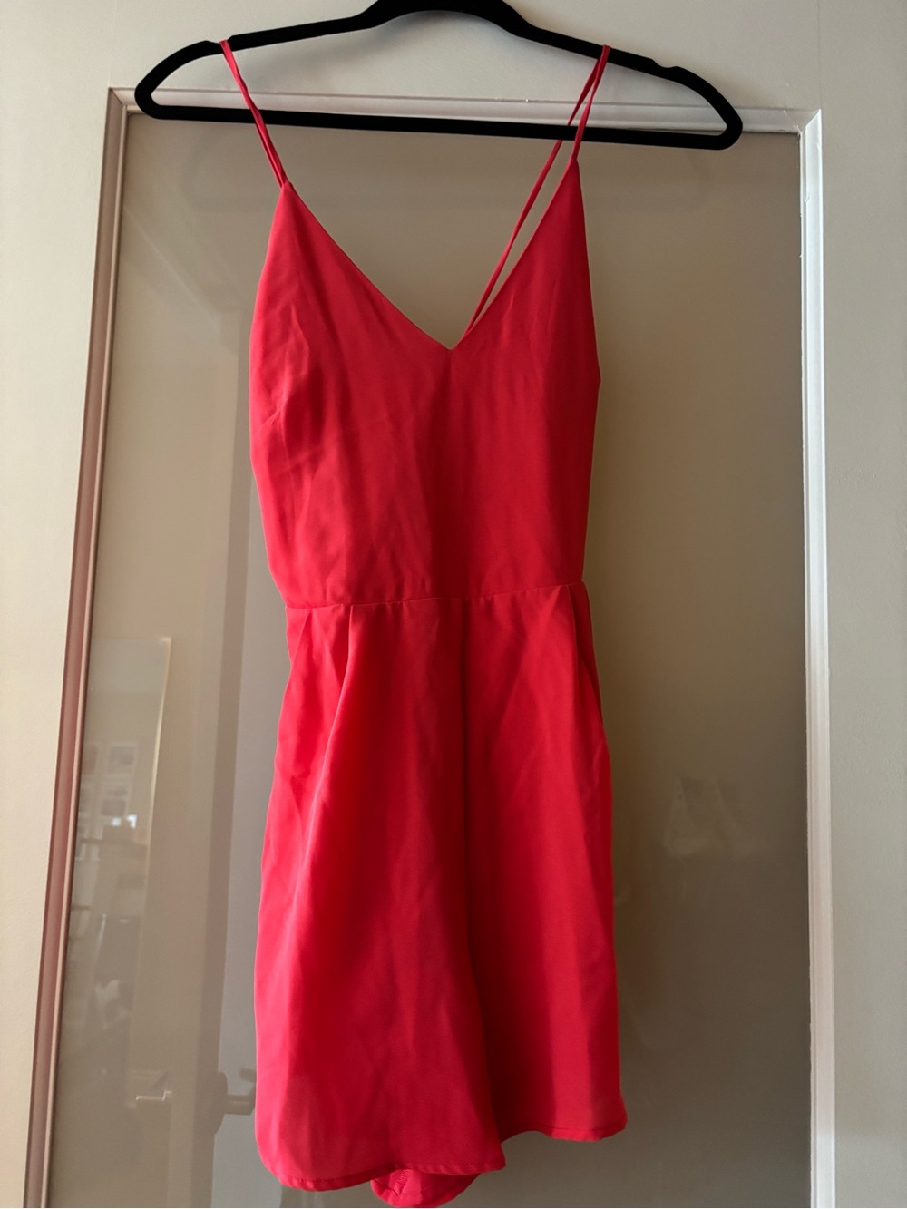 Lush Red Spaghetti-Strap Romper